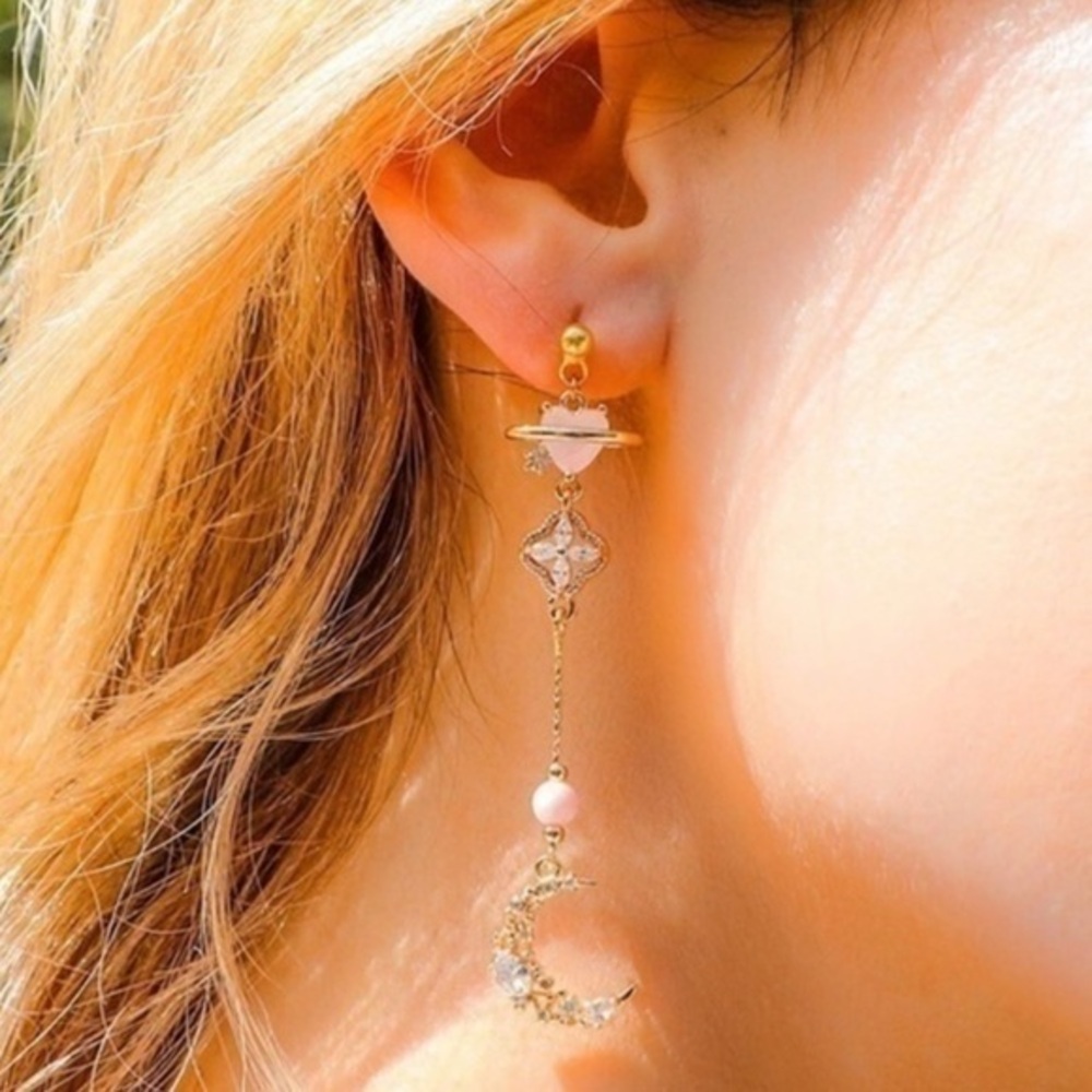 Anthropologie LA MENO swinging moon earrings